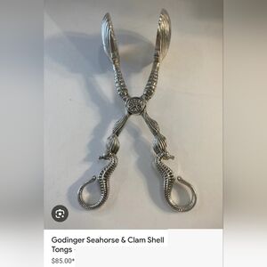 Vintage Godinger Silver Seahorse Tongs